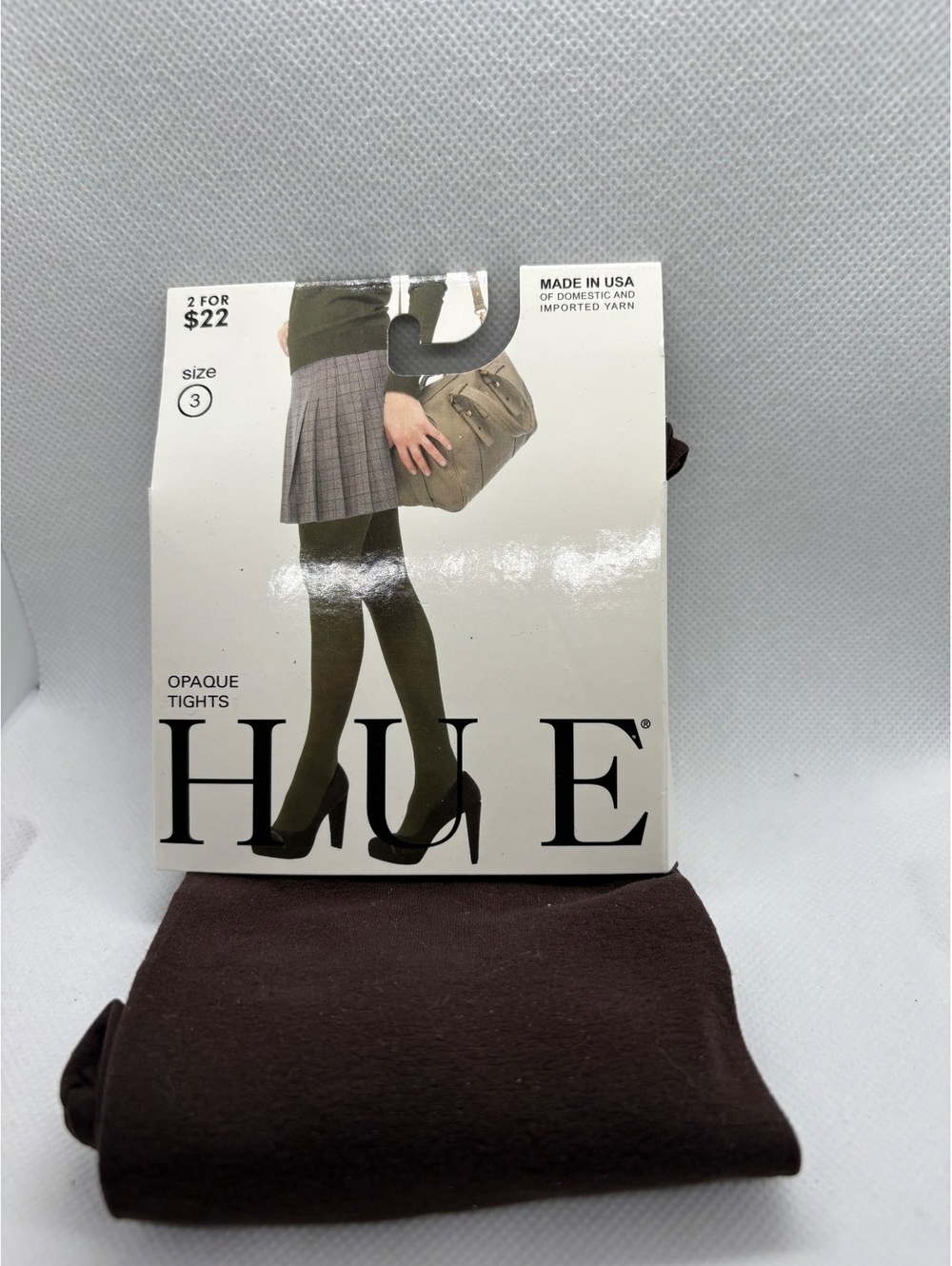 HUE Opaque Tights Size 3 Espresso Brown-P7